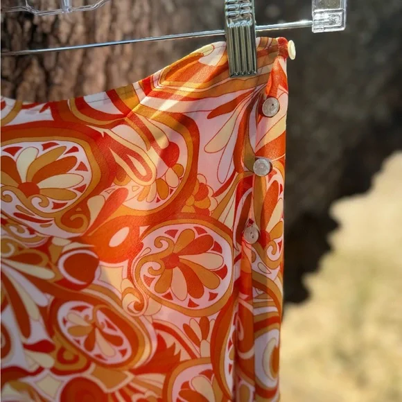 Mazzonetto Orange Psychedelic Pucci Style A-line midi skirt.Made in Italy Size 6 - Picture 3 of 9